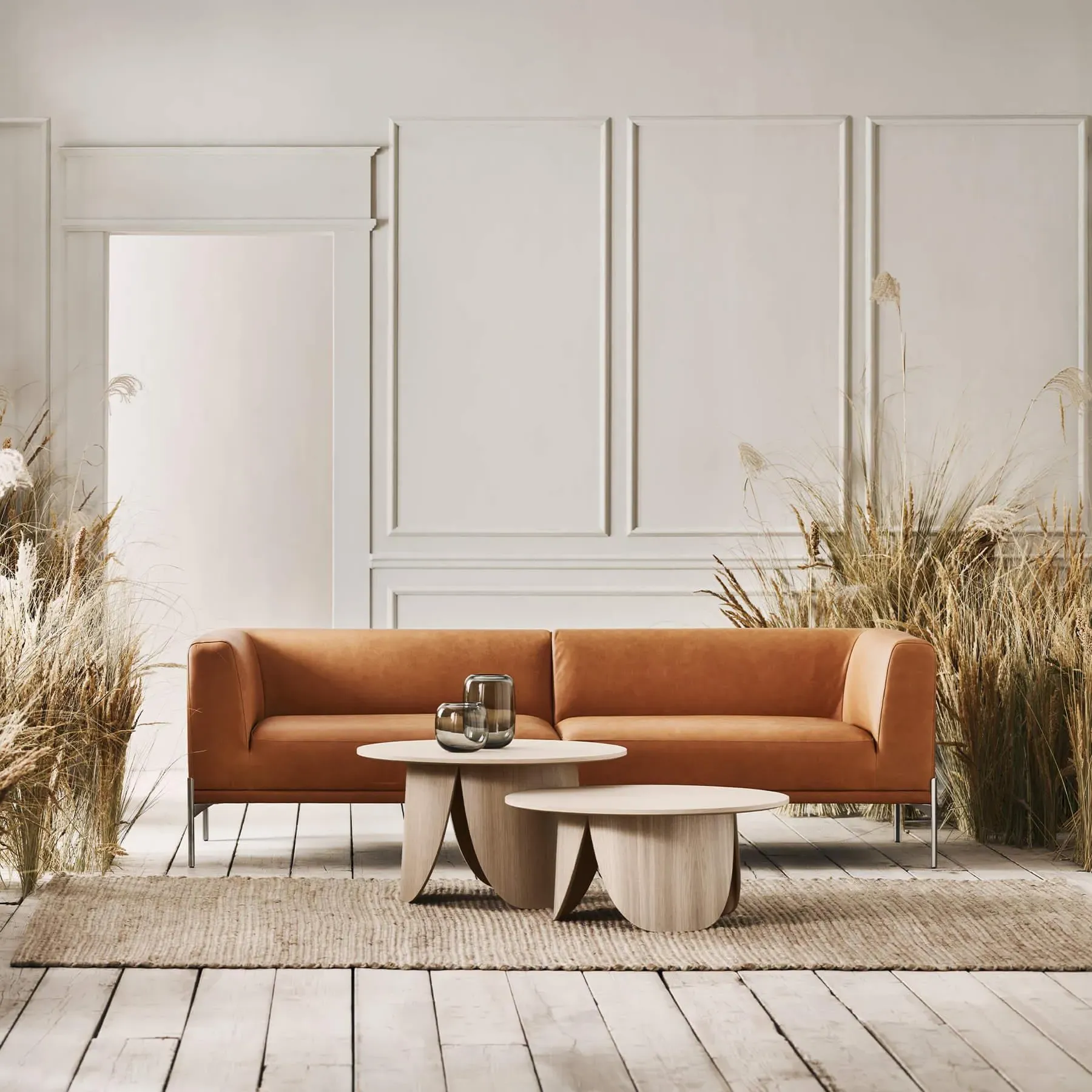 Small Coffee Table Low Height - White, Oak