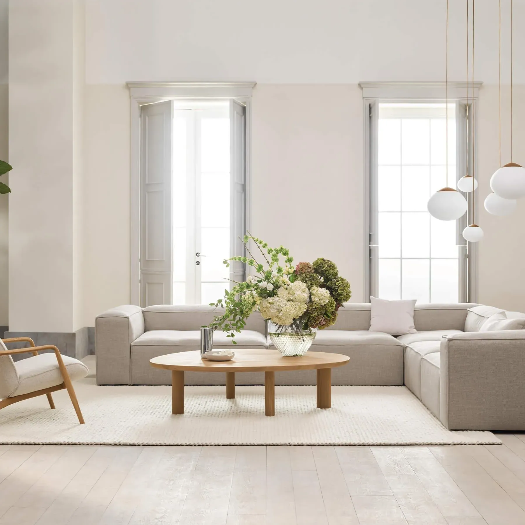 Small Coffee Table Sculptural - White, Oak