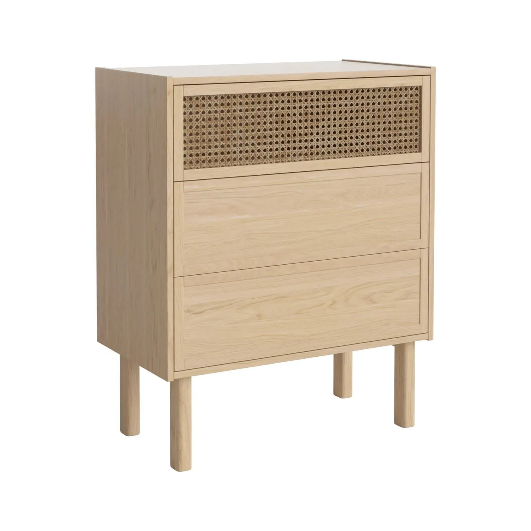 Small Dresser with Wicker Front - White, Oak image