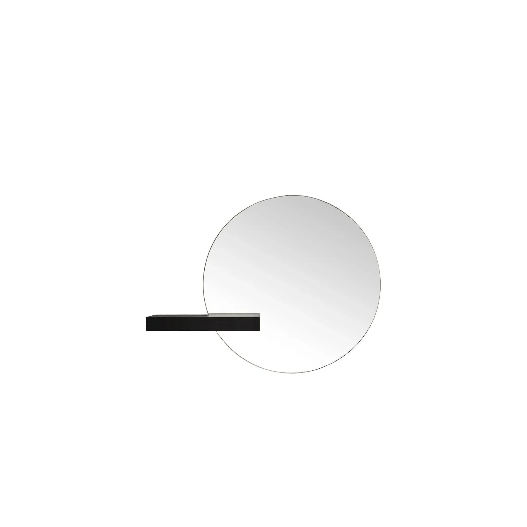 Small Round Mirror with Shelf - Black, Oak image