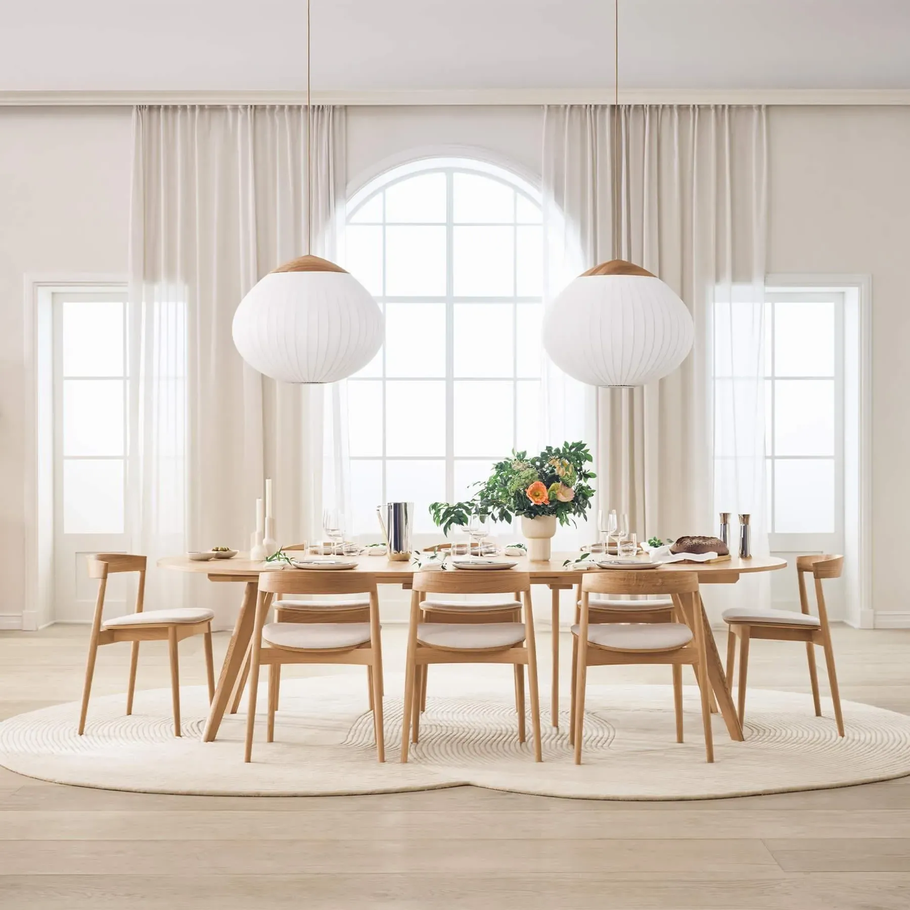 Small Round Rug - Beige, Wool