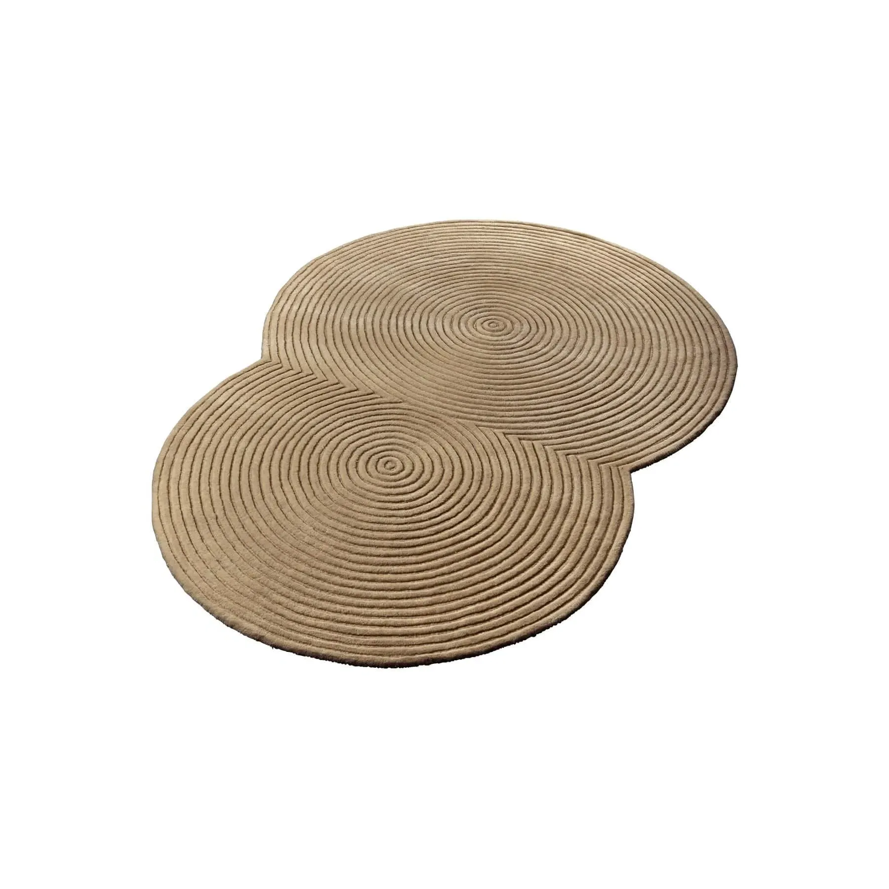 Small Round Rug - Dark Beige, Wool
