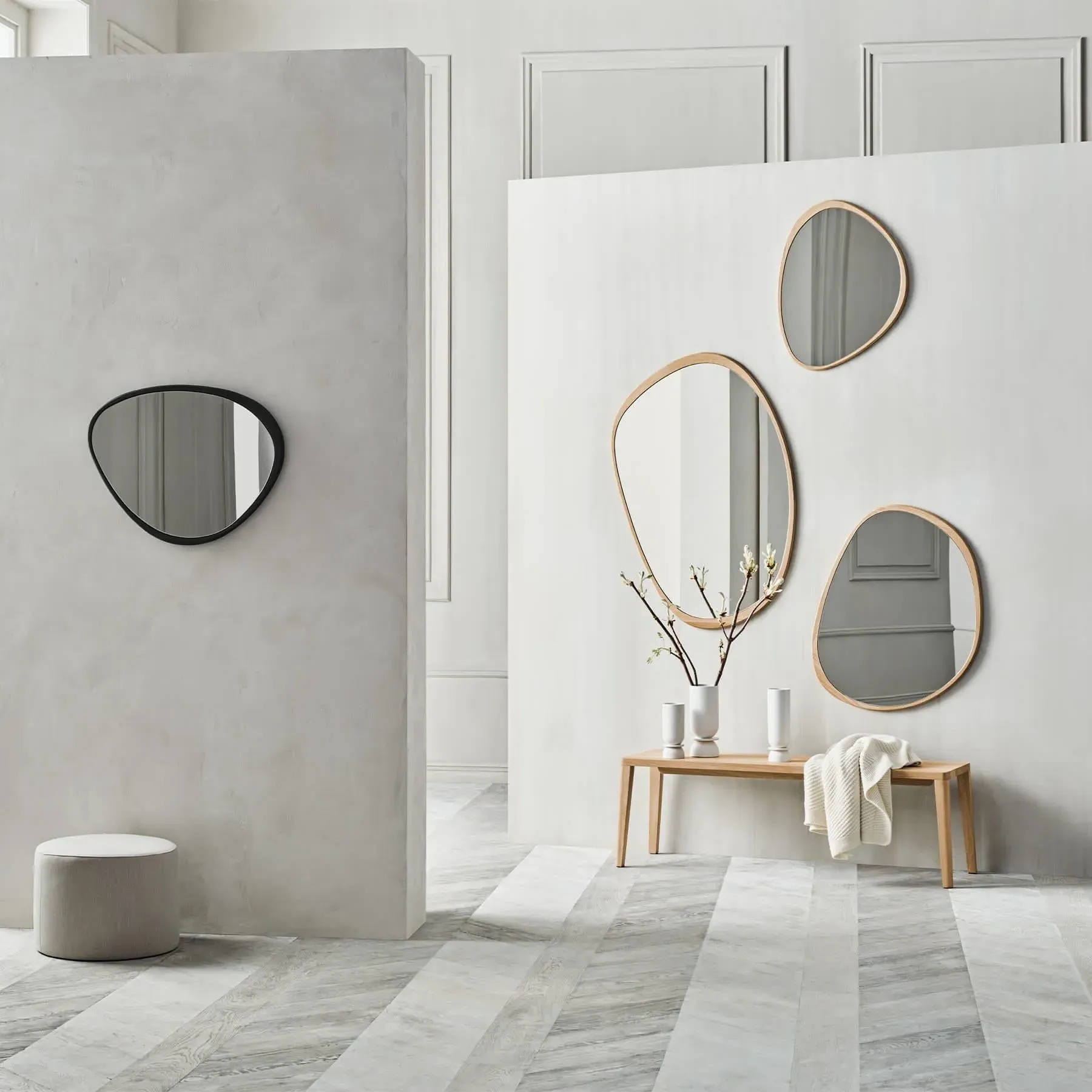 Small Wall Mirror with Organic Frame - Oak