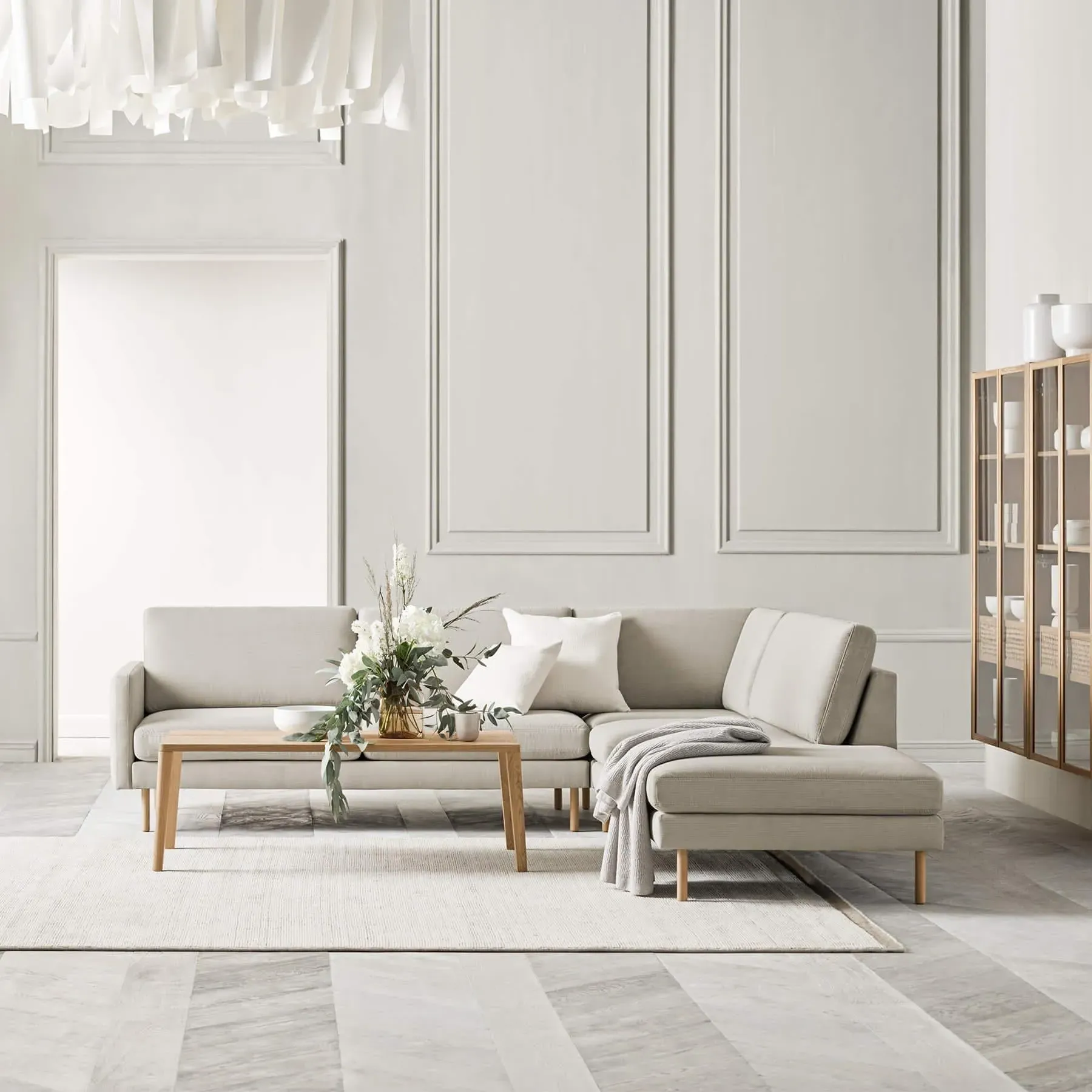 Square Cushion with Knit Pattern - Grey, Lambswool