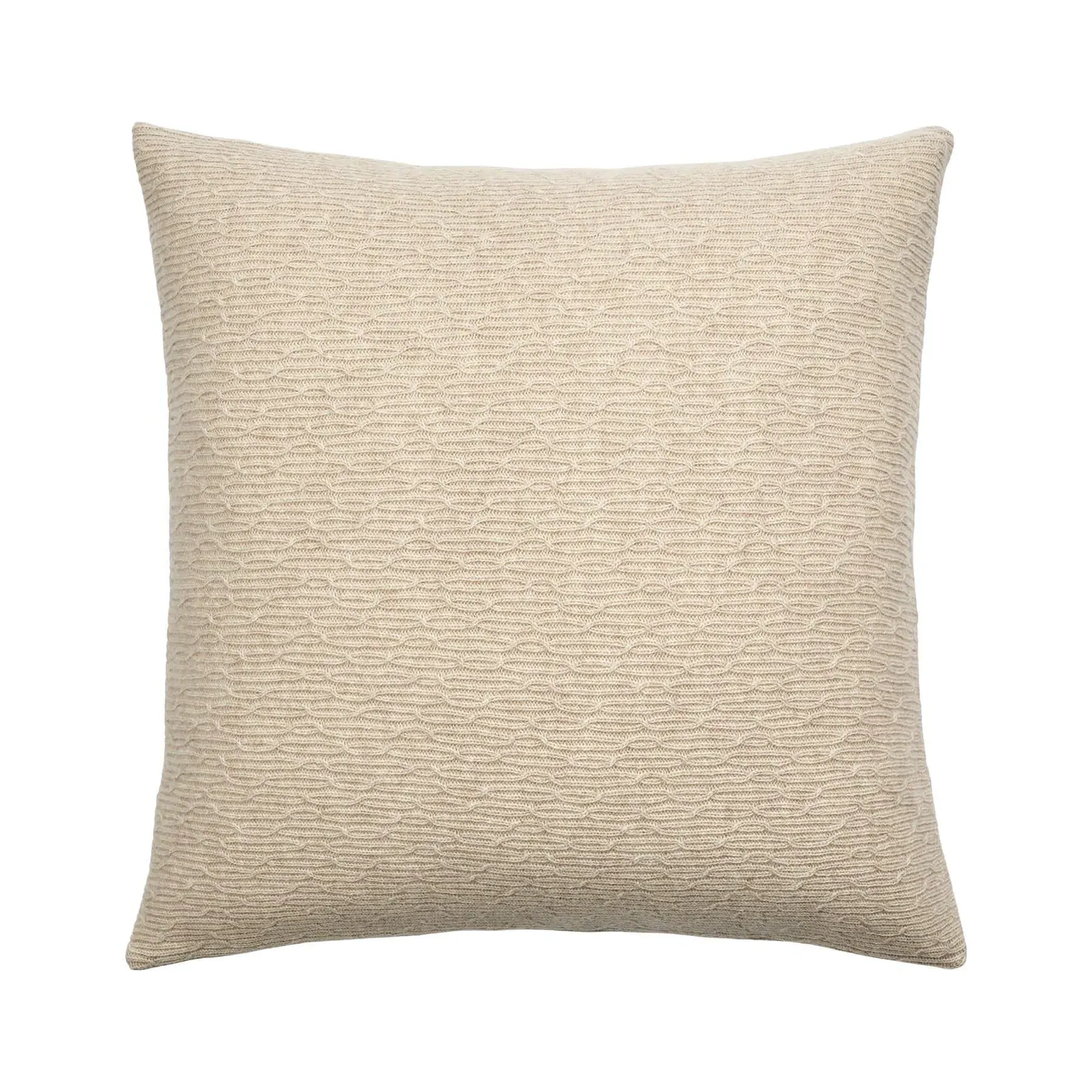 Square Cushion with Knit Pattern - Sand, Lambswool