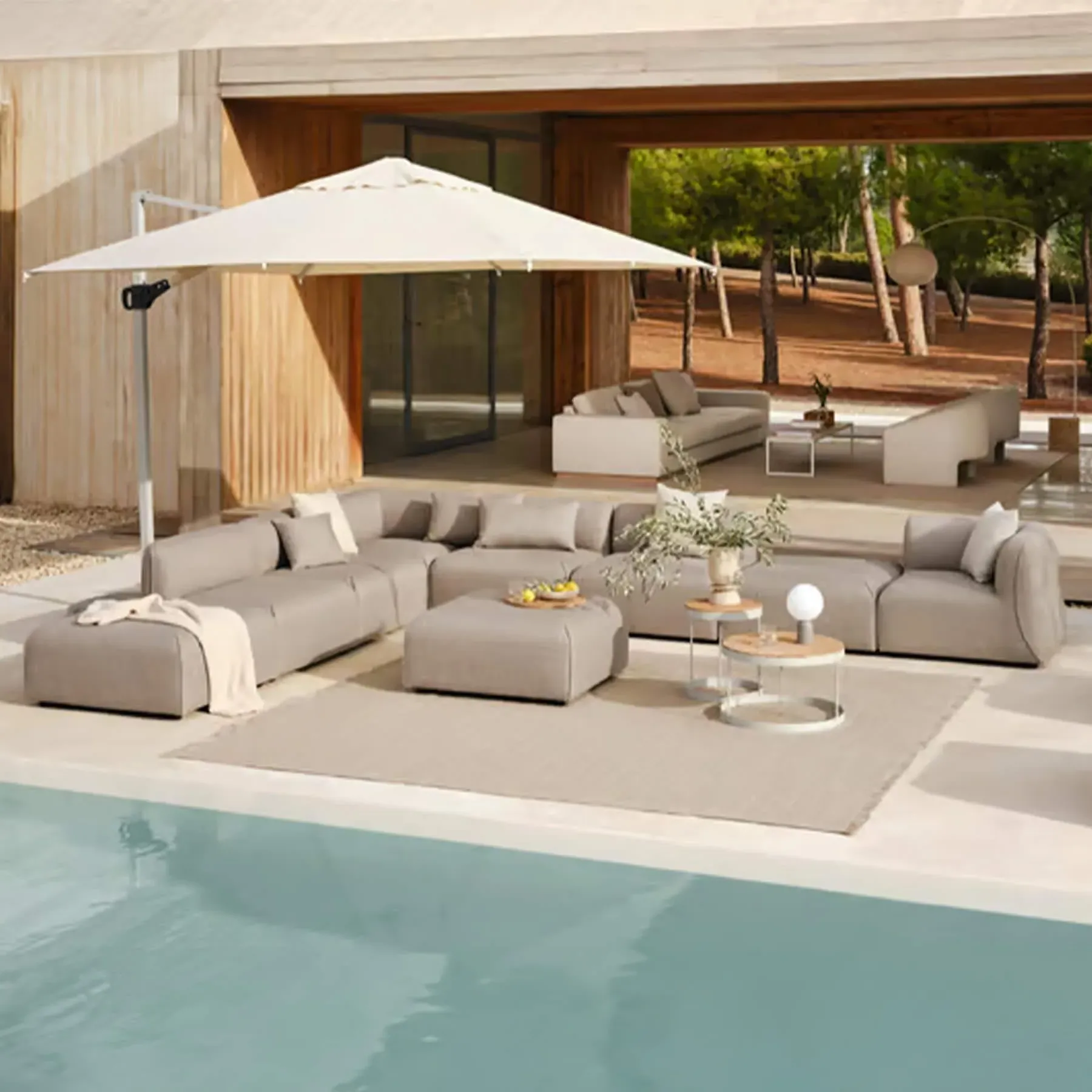 Square Parasol with Side Leg - Light Grey