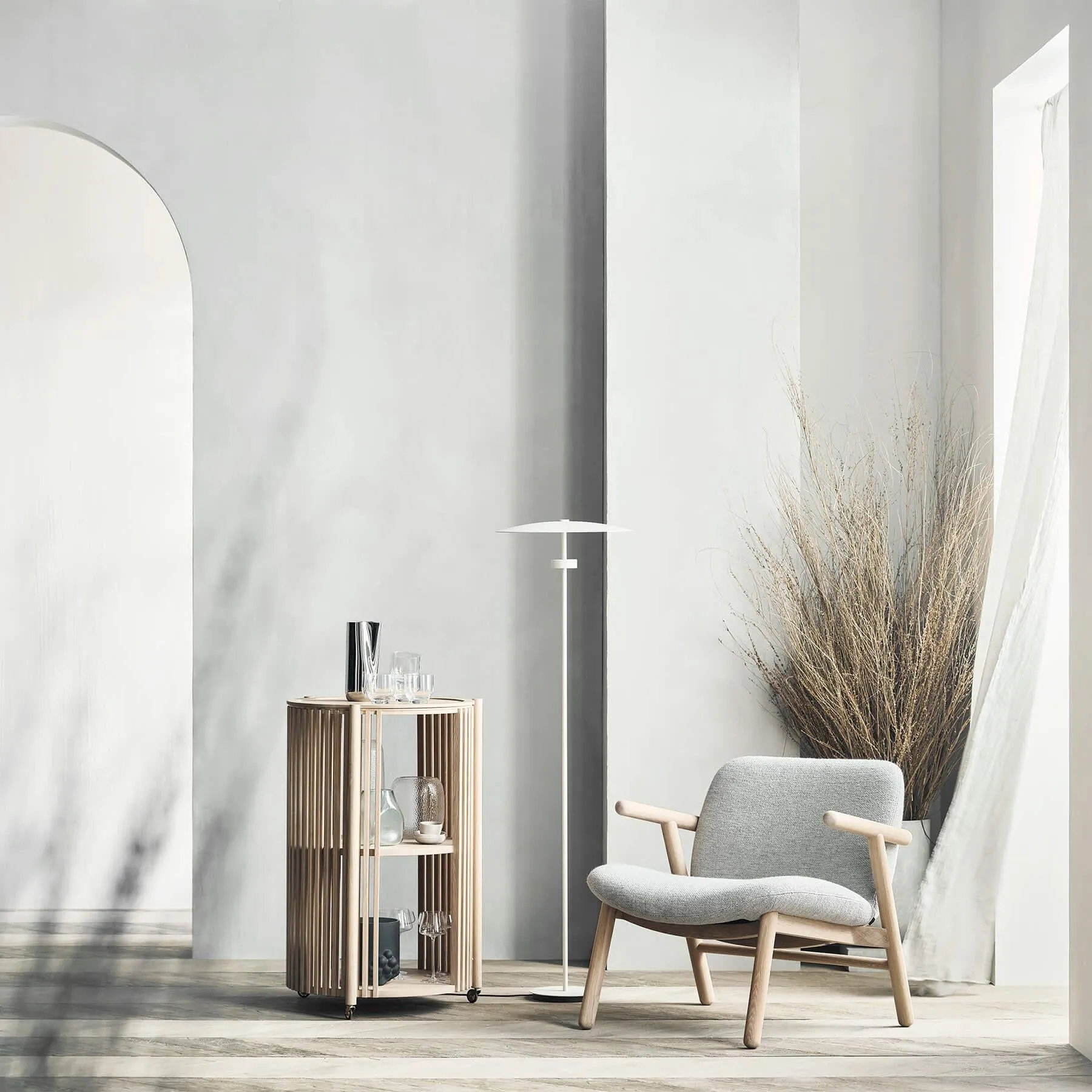 Story Bar Table with Storage - White Oiled Oak Veneer