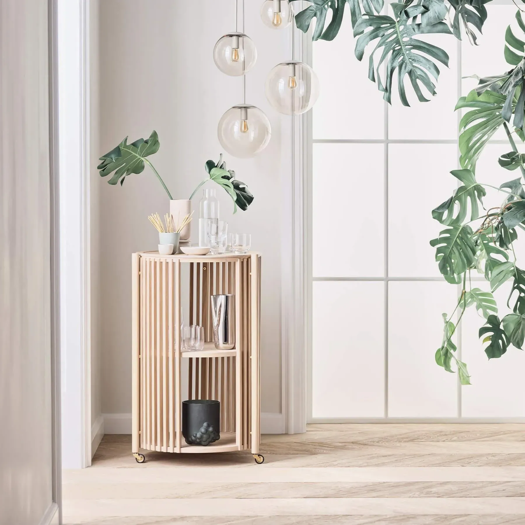 Story Bar Table with Storage - White Oiled Oak Veneer