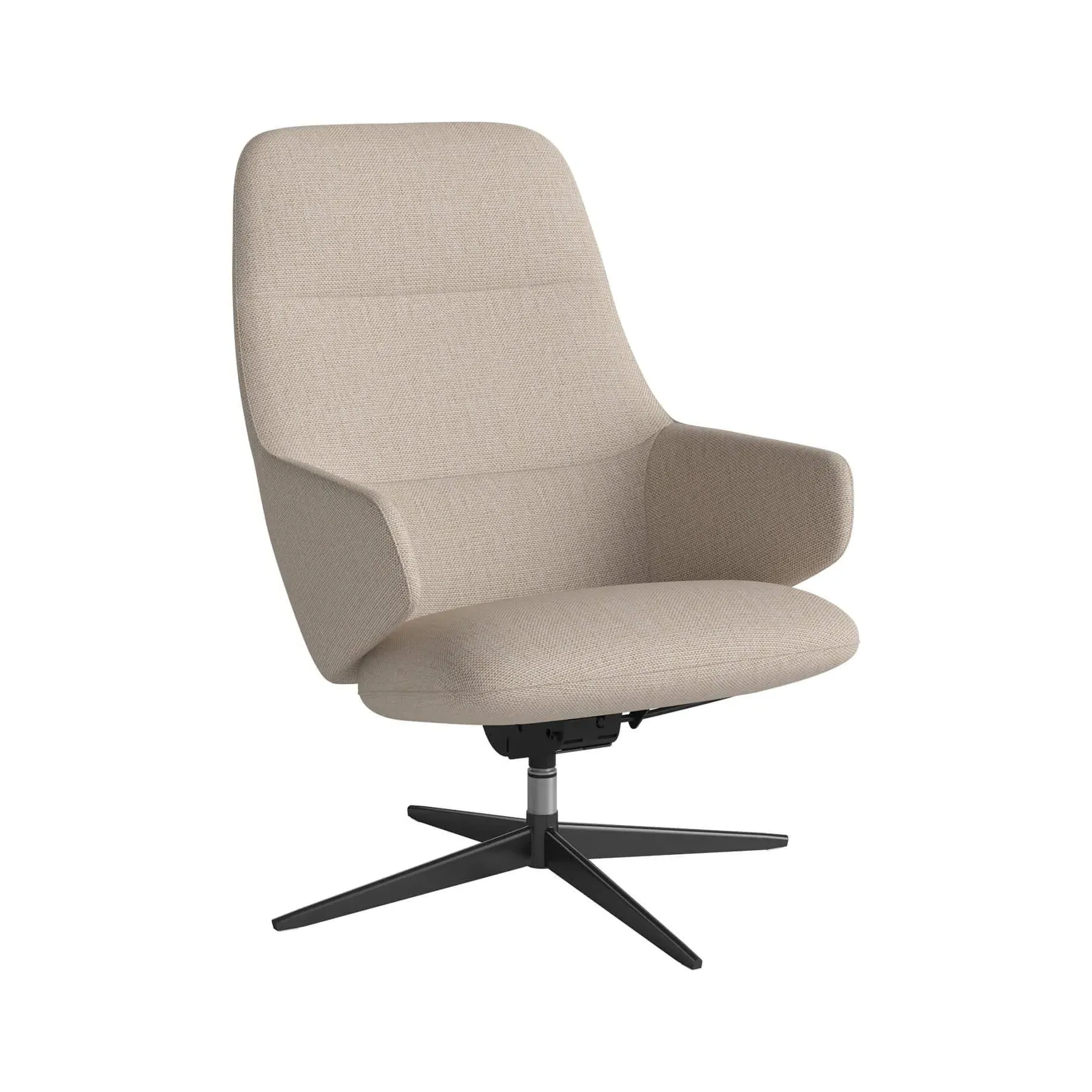 Swivel Armchair with Recliner - Beige, Fabric