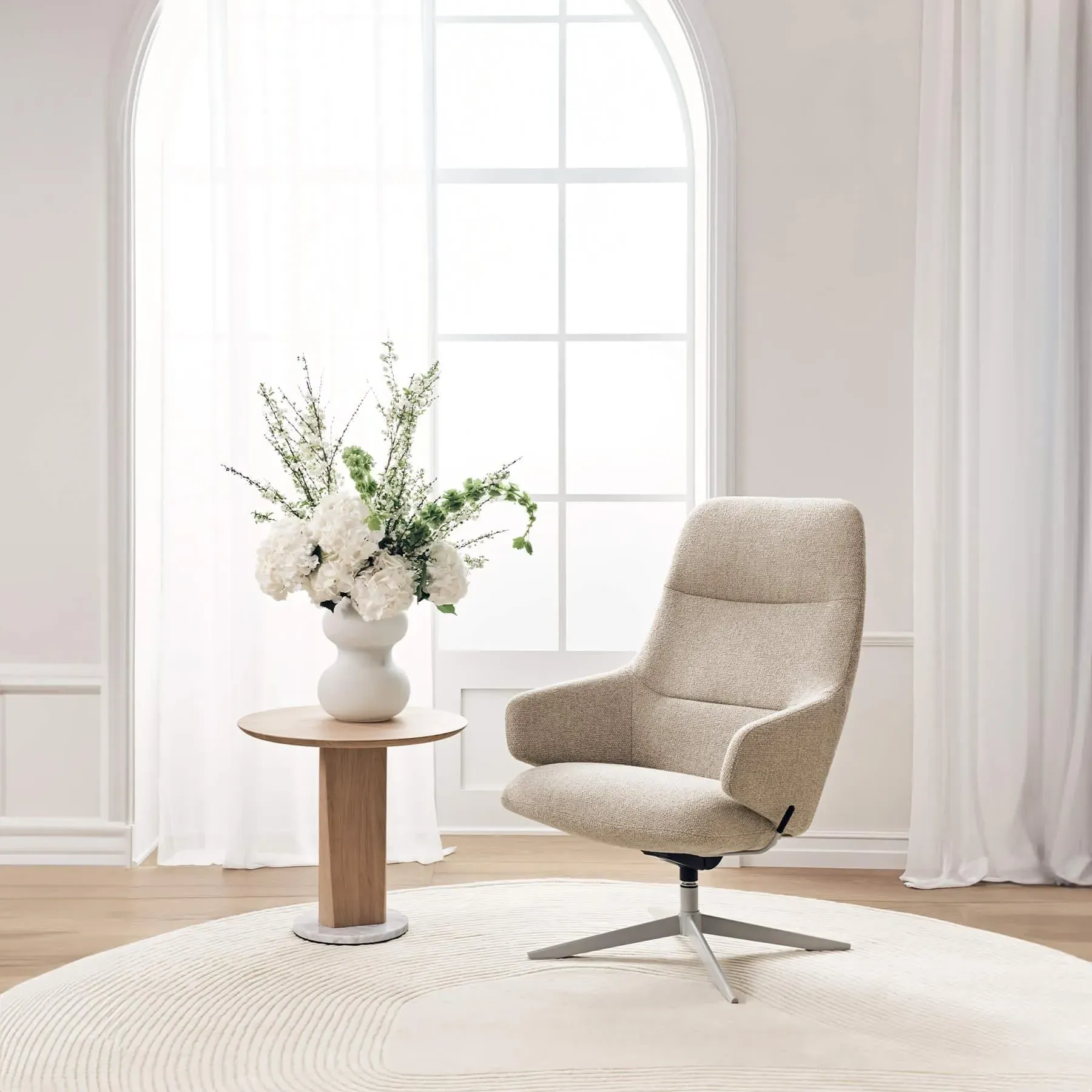 Swivel Armchair with Recliner - Blue, Fabric