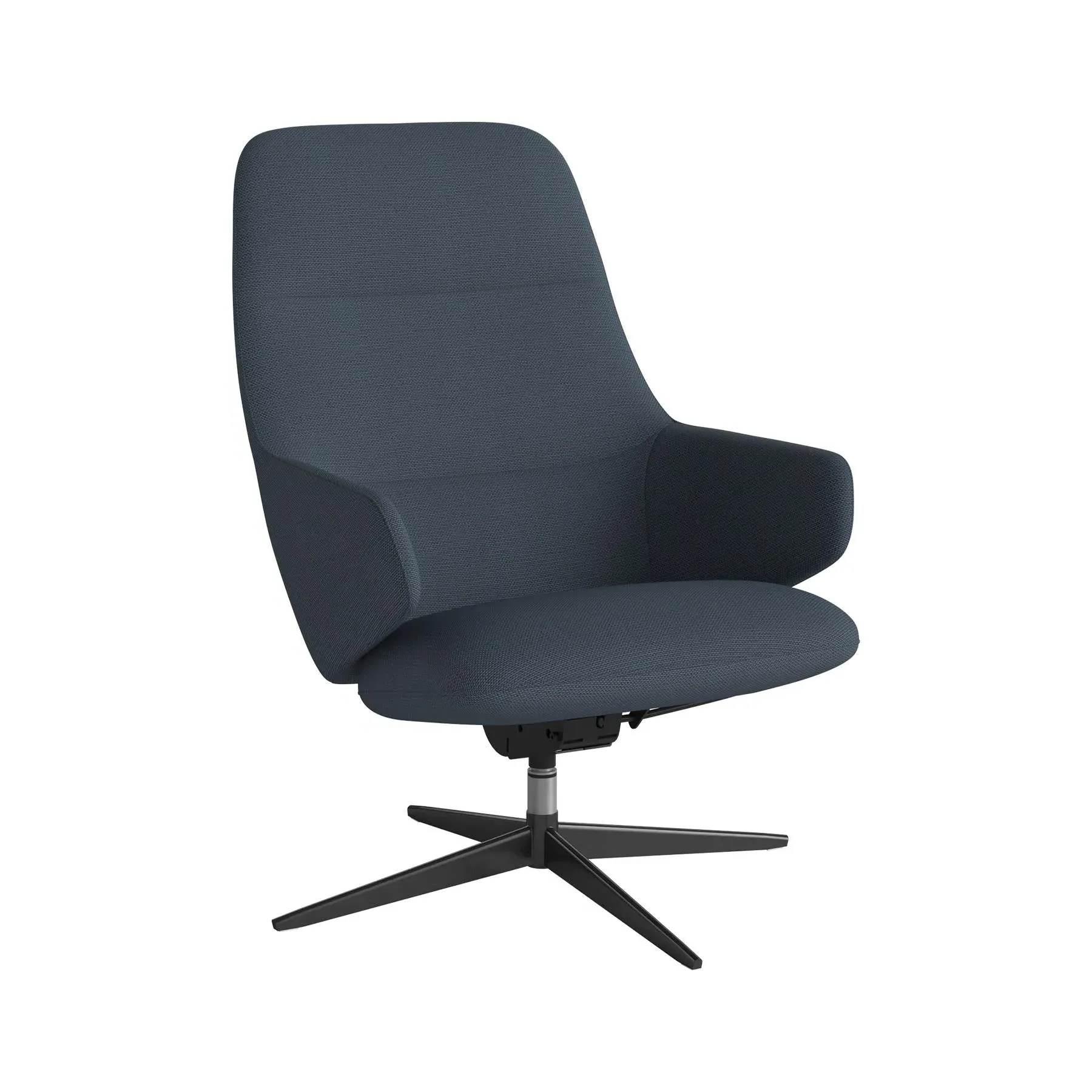 Swivel Armchair with Recliner - Blue, Fabric
