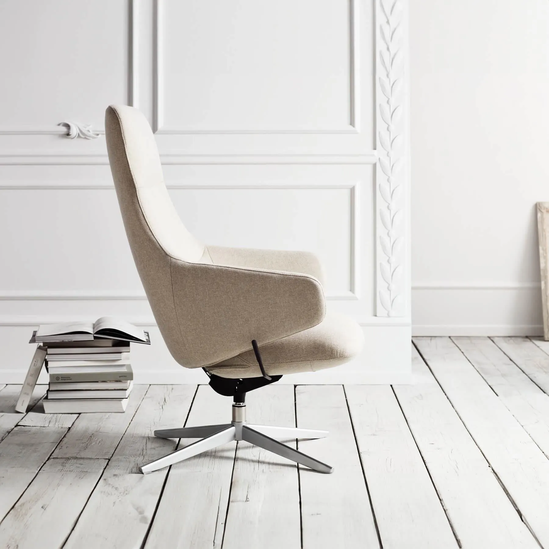 Swivel Armchair with Recliner - Grey, Fabric