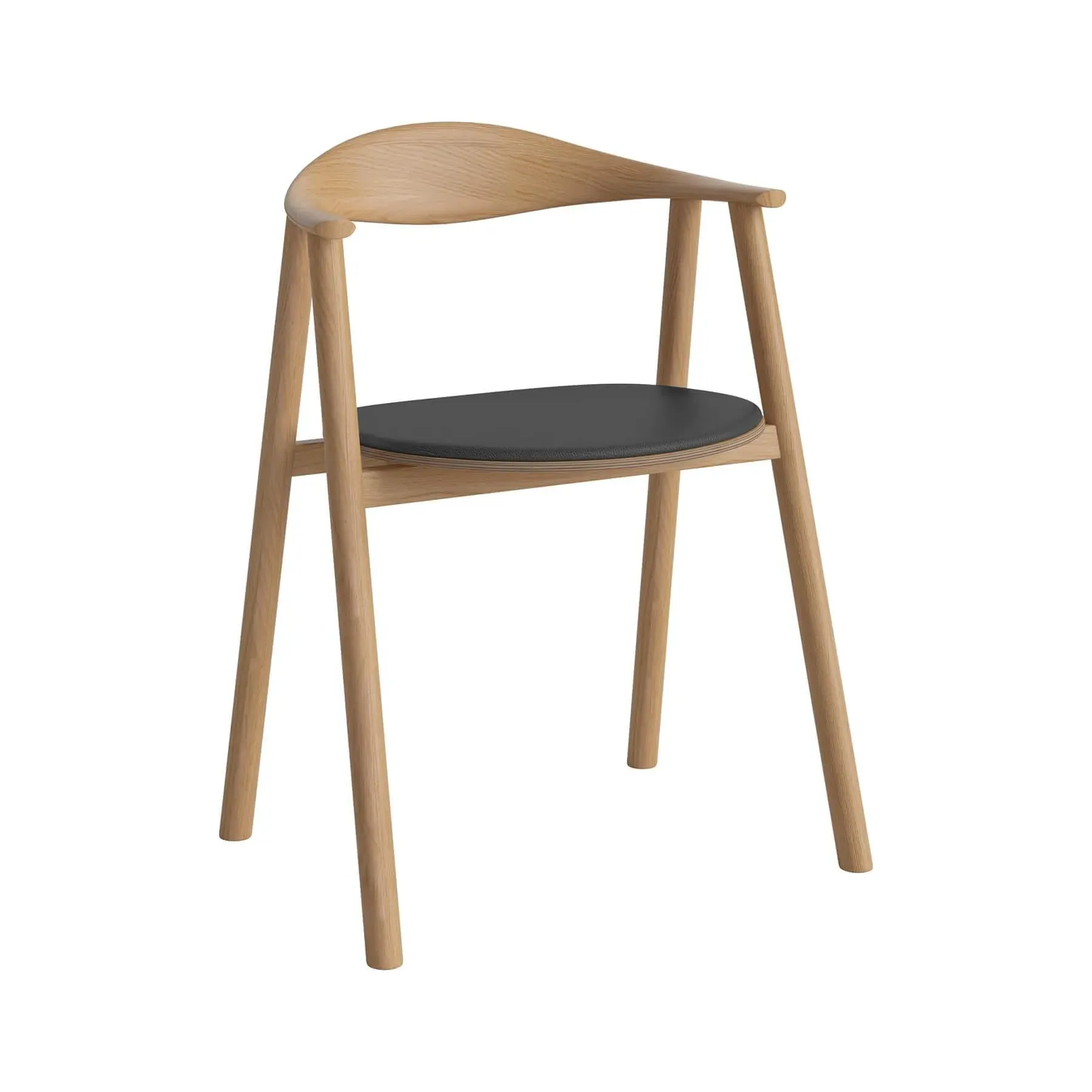 Upholstered Armchair with Curved Back - Black, Oak