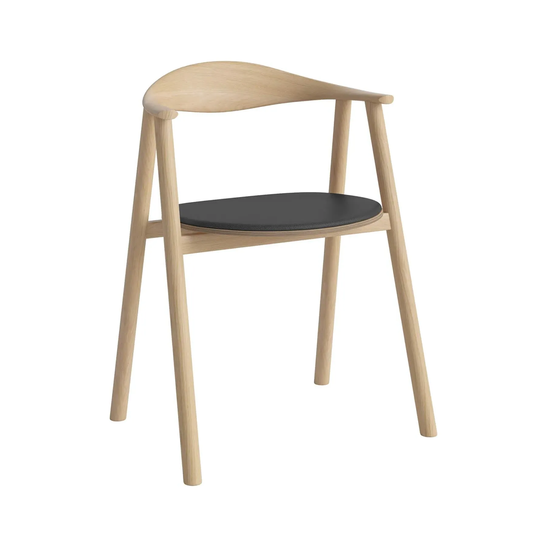 Upholstered Armchair with Curved Back - Black, Oak