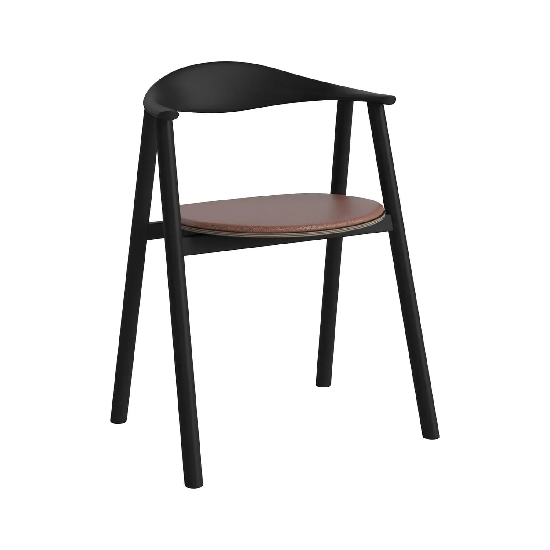 Upholstered Armchair with Curved Back - Cognac