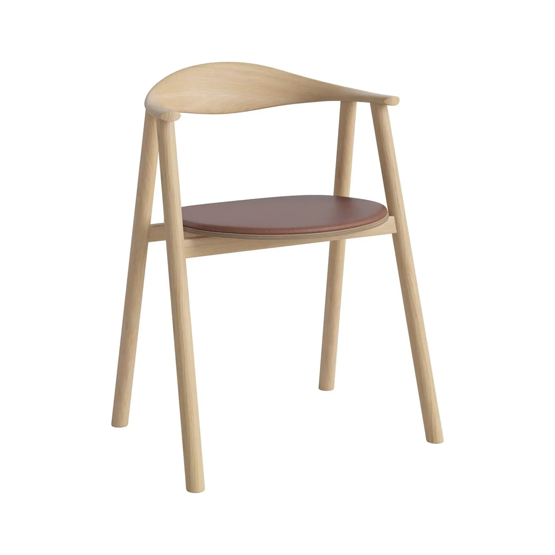 Upholstered Armchair with Curved Back - Cognac