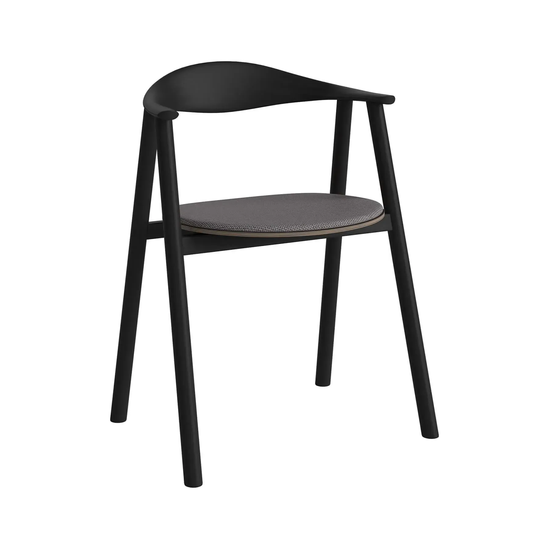 Upholstered Armchair with Curved Back - Grey