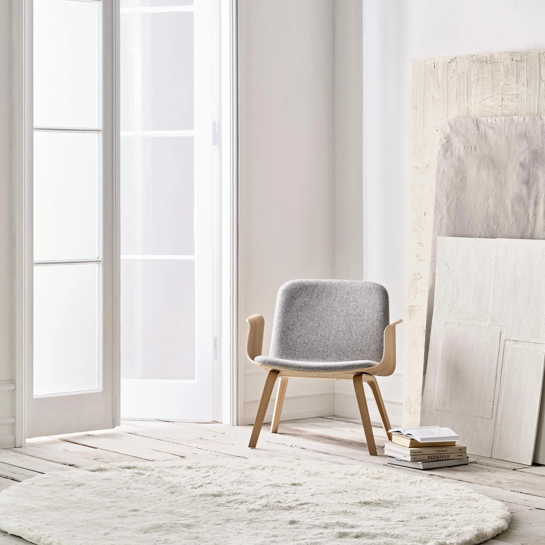 Upholstered Lounge Chair with Arms - Multi Grey, Oak