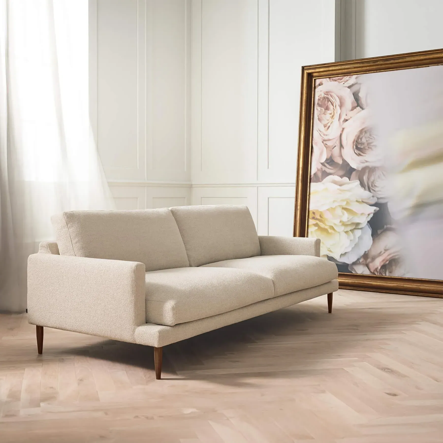 Veneda 2.5-Seater Sofa - Dust Green, Oak