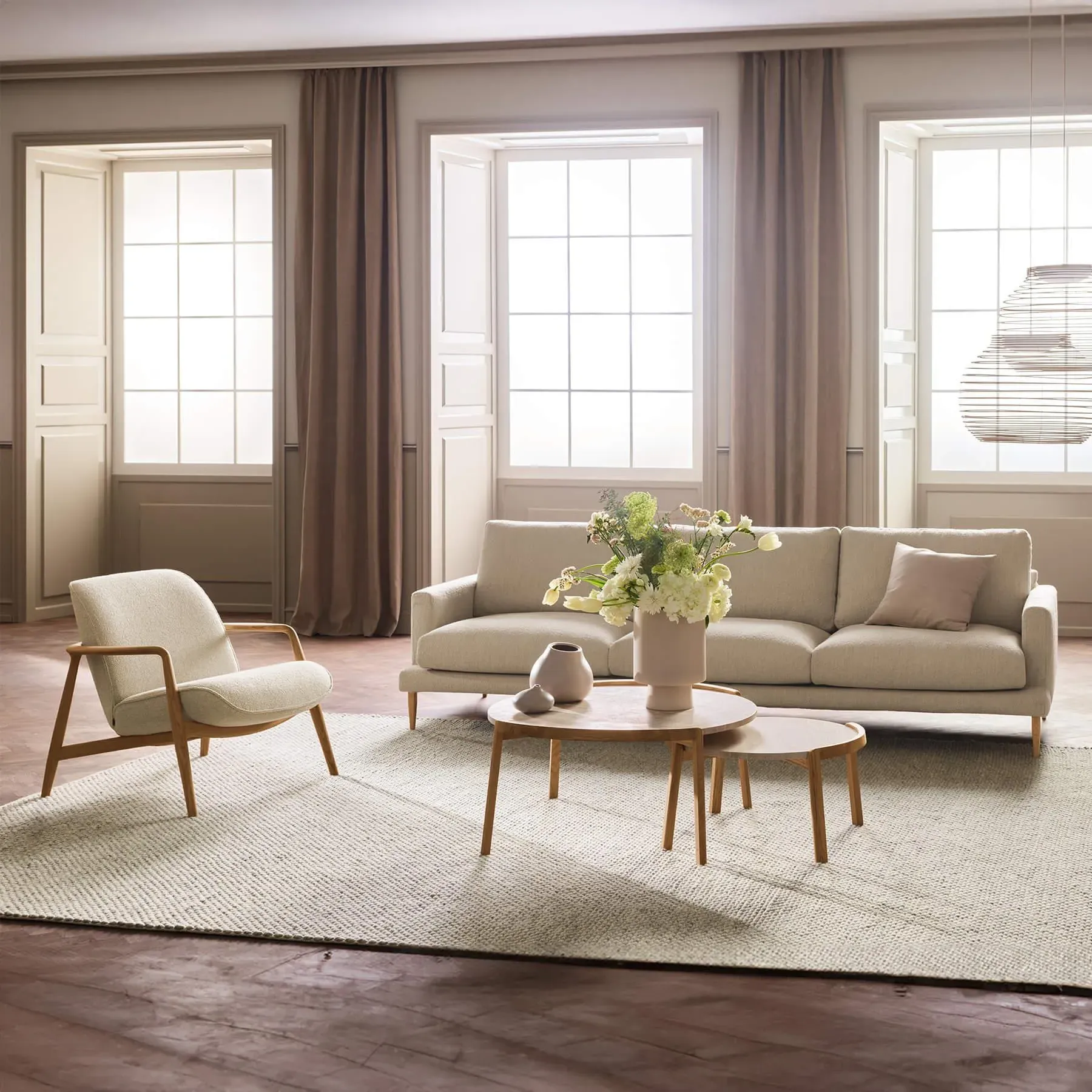 Veneda 4-Seater Sofa - Dark Green, Oak