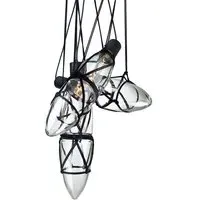 3-Light Pendant Cluster with Cord Detail - Glass