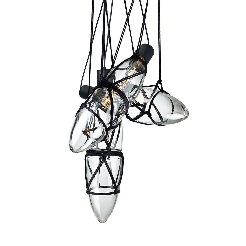 5-Light Pendant Cluster with Cord Detail - Glass