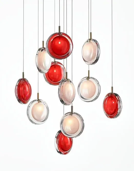 Lens Pendant Light - Amber, Crystal