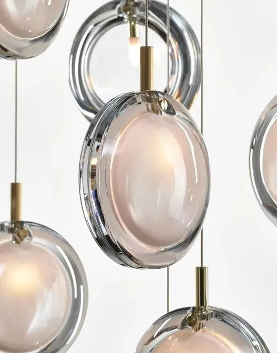 Lens Pendant Light - Amber, Crystal