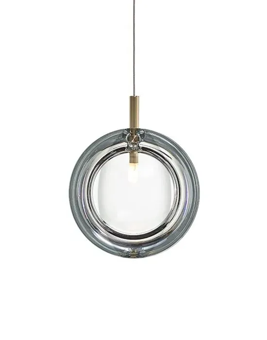 Lens Pendant Light - White, Crystal