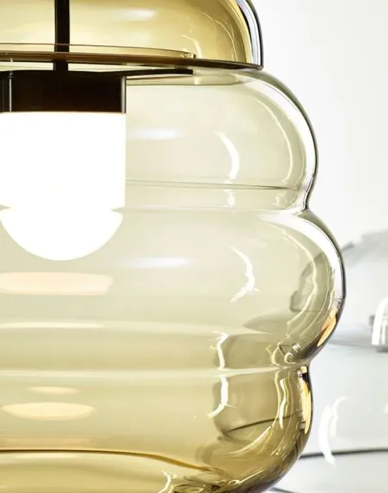 Medium Pendant Light - Amber, Handblown Glass