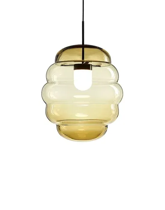 Medium Pendant Light - Amber, Handblown Glass