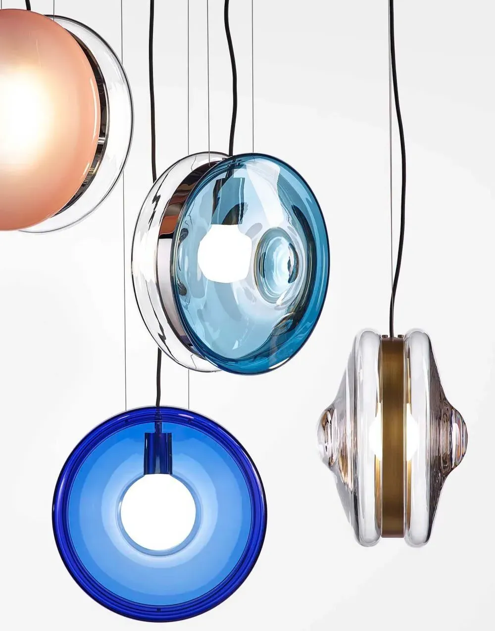 Orbital Pendant Light - Pink, Glass