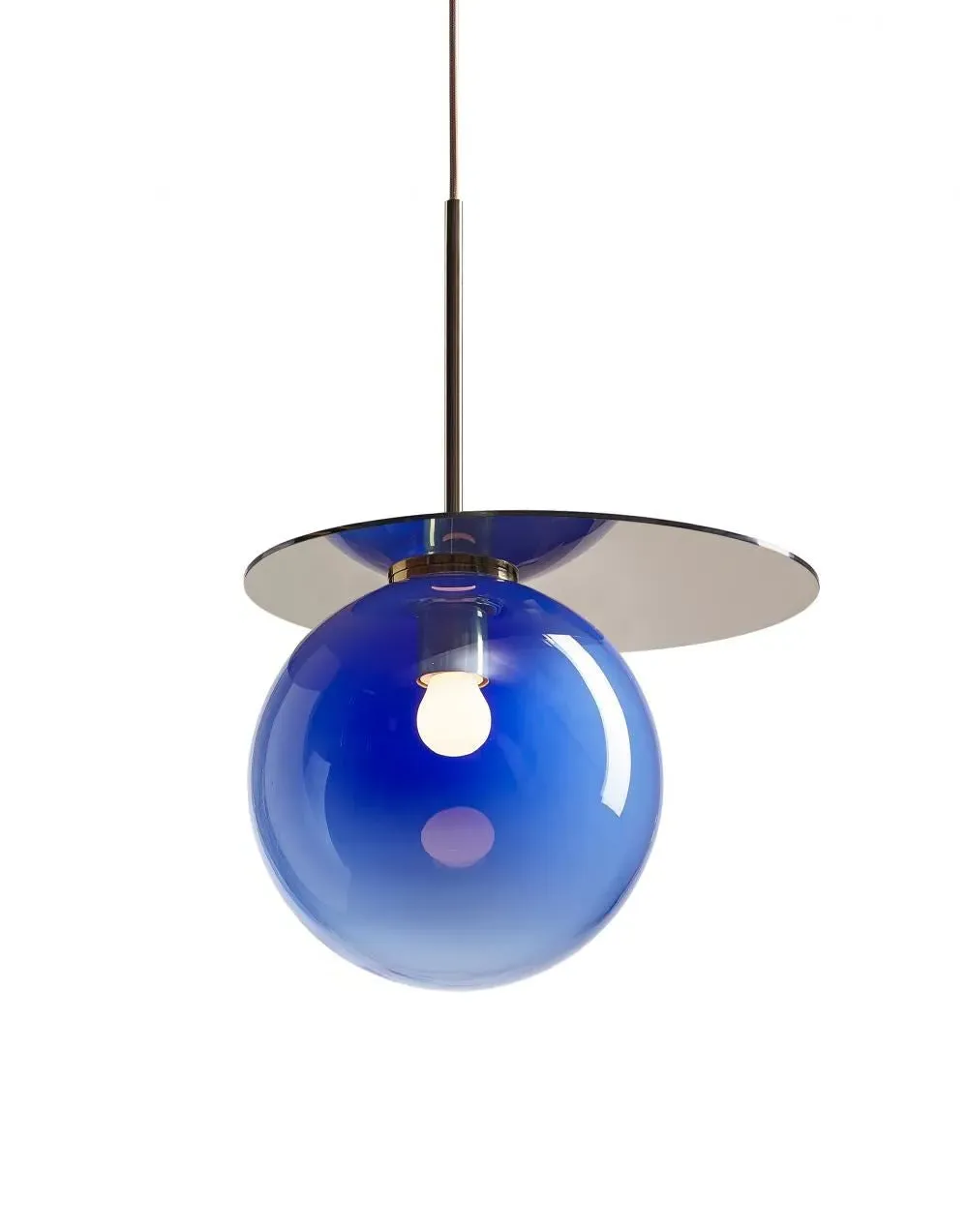Pendant Light with Glass Ball - Blue, Metal image