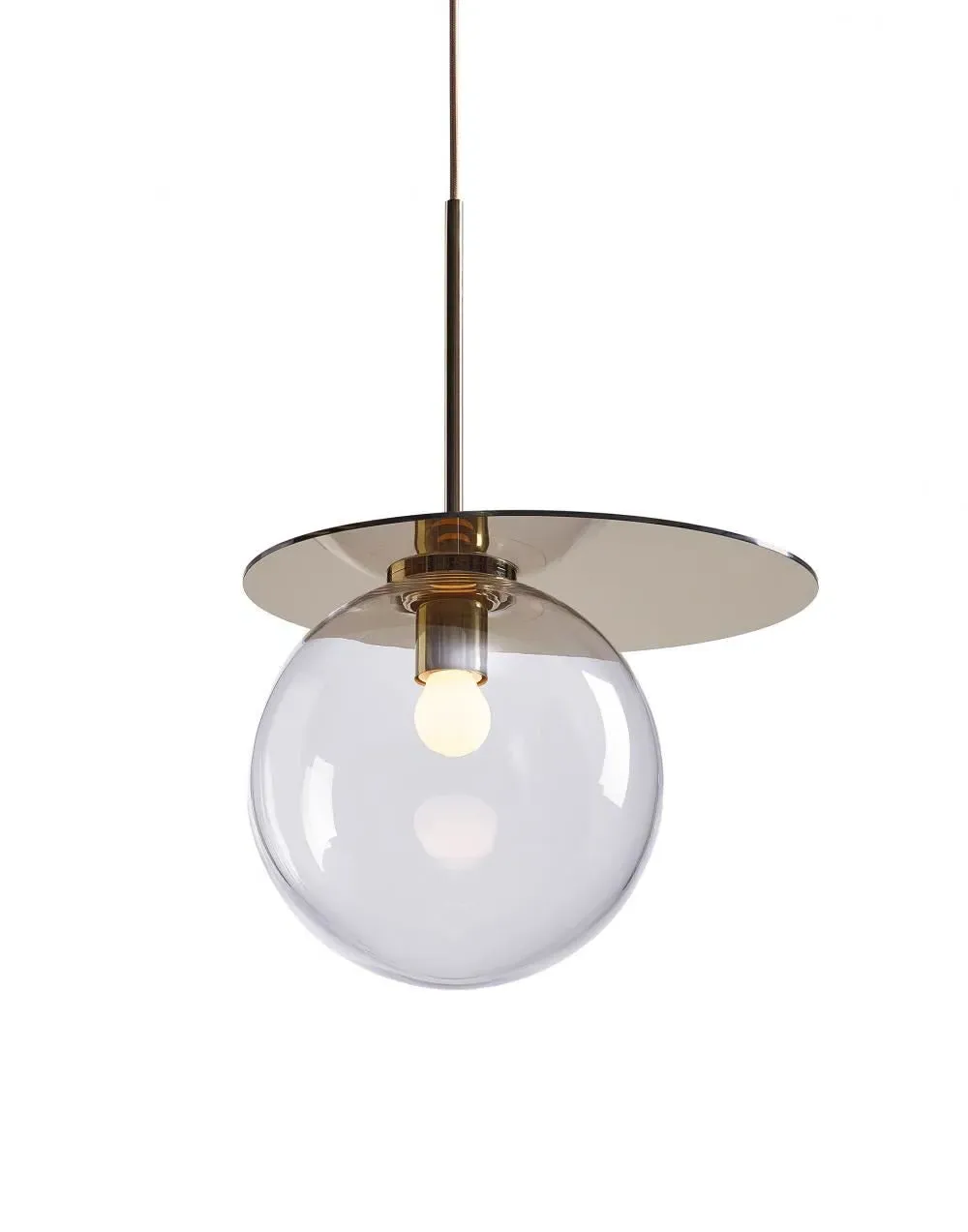 Pendant Light with Metal Plate - Smoke, Glass