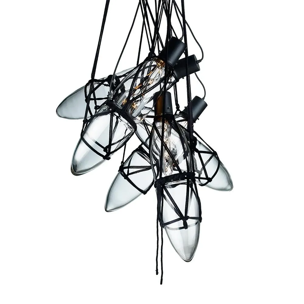 Single Pendant Light with Cord Detail - Glass