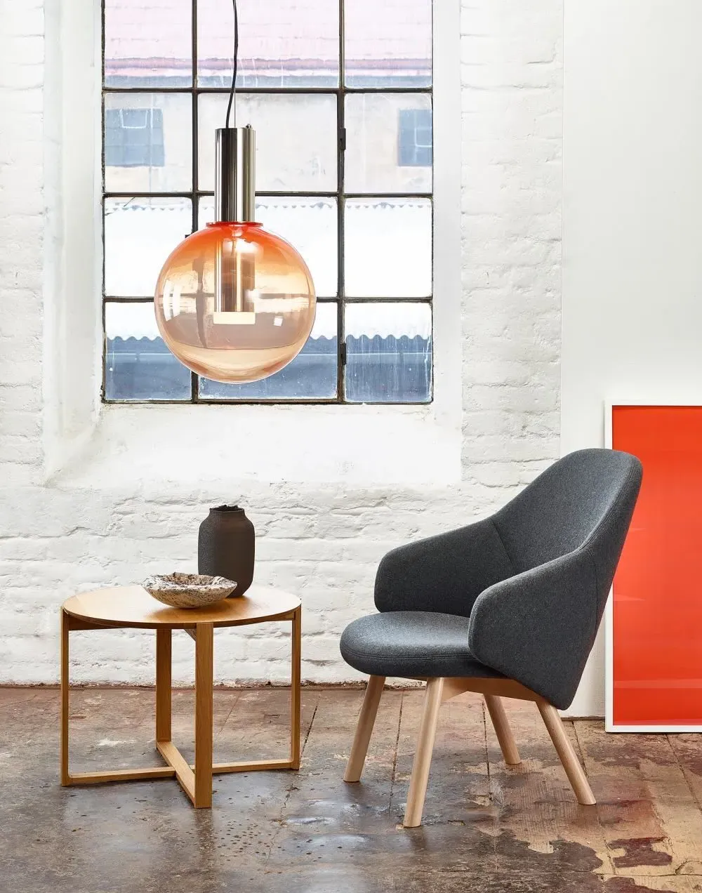 Small Pendant Light Ball - Red, Glass