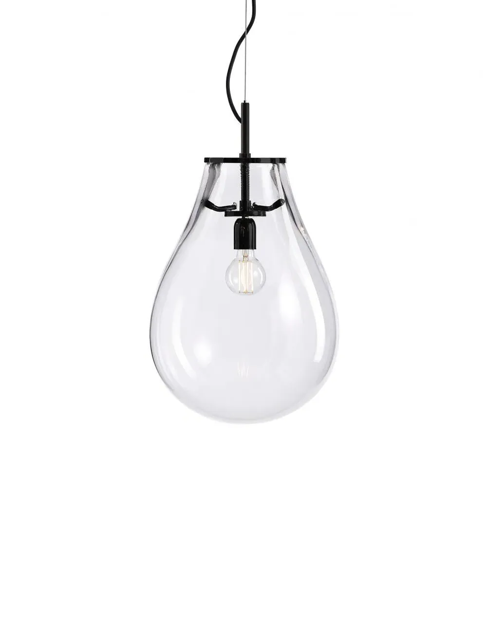 Small Pendant Light - Black Fittings, Glass image