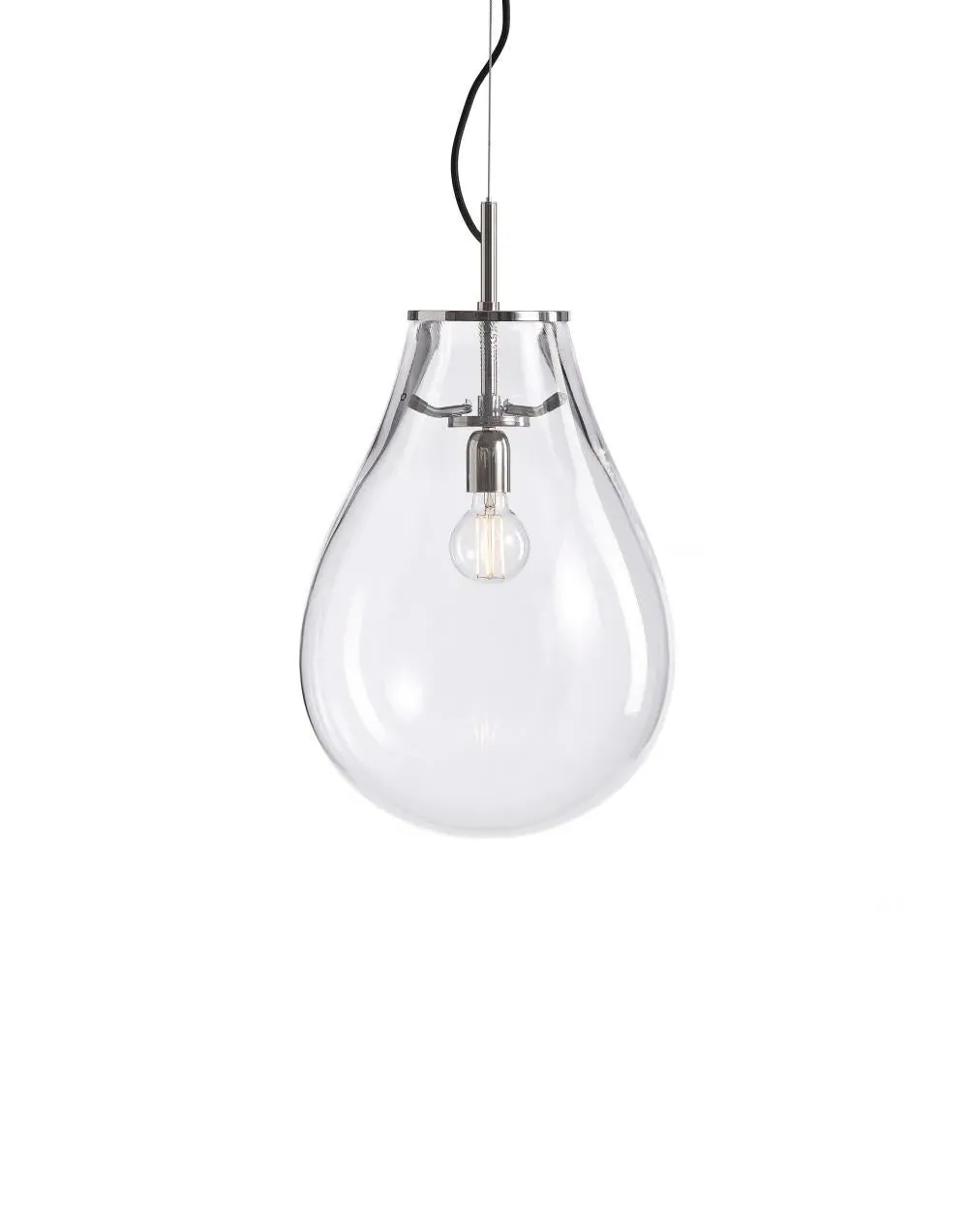 Small Pendant Light - Nickel Fittings, Glass