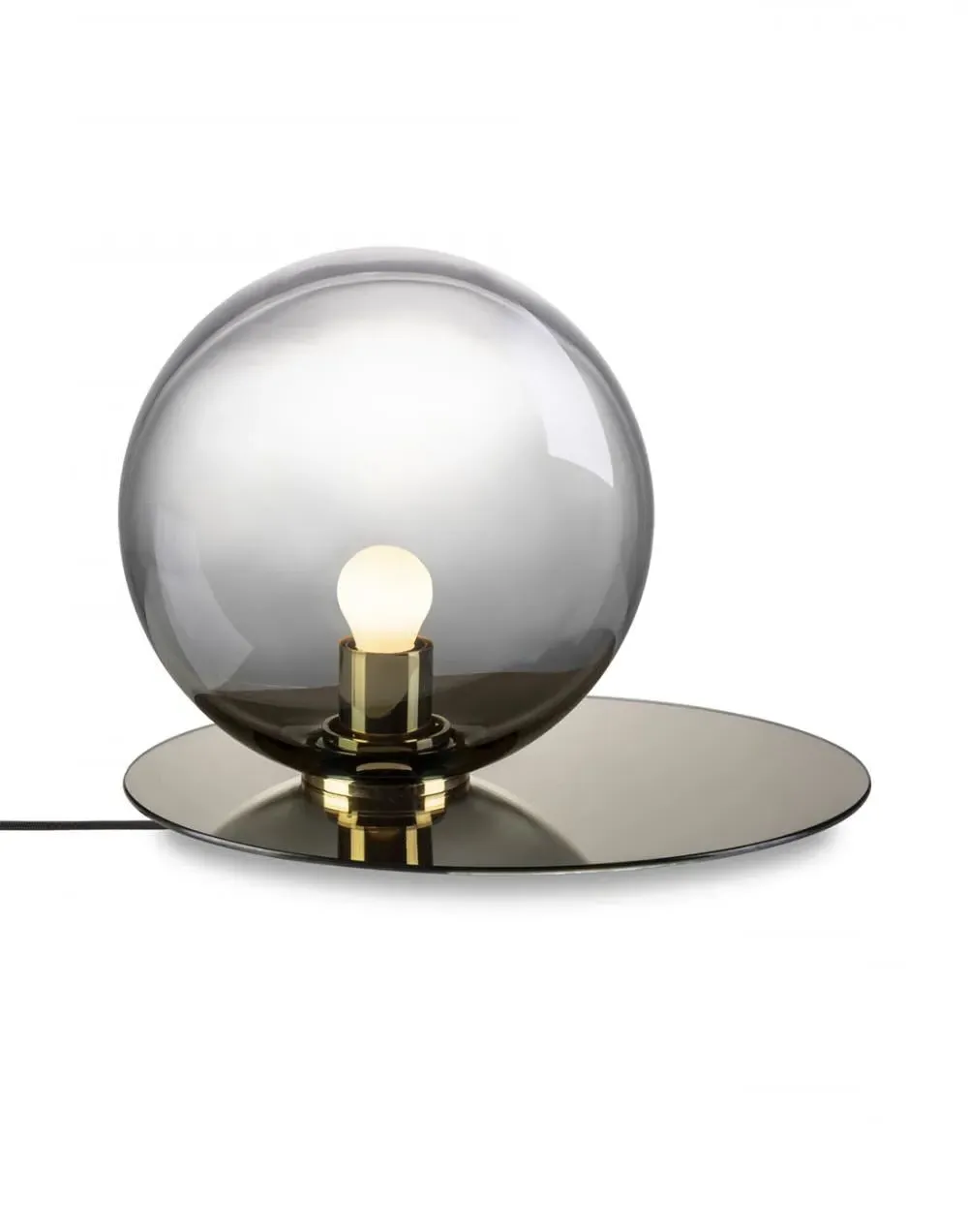 Table Lamp with Metal Plate - Blue, Glass