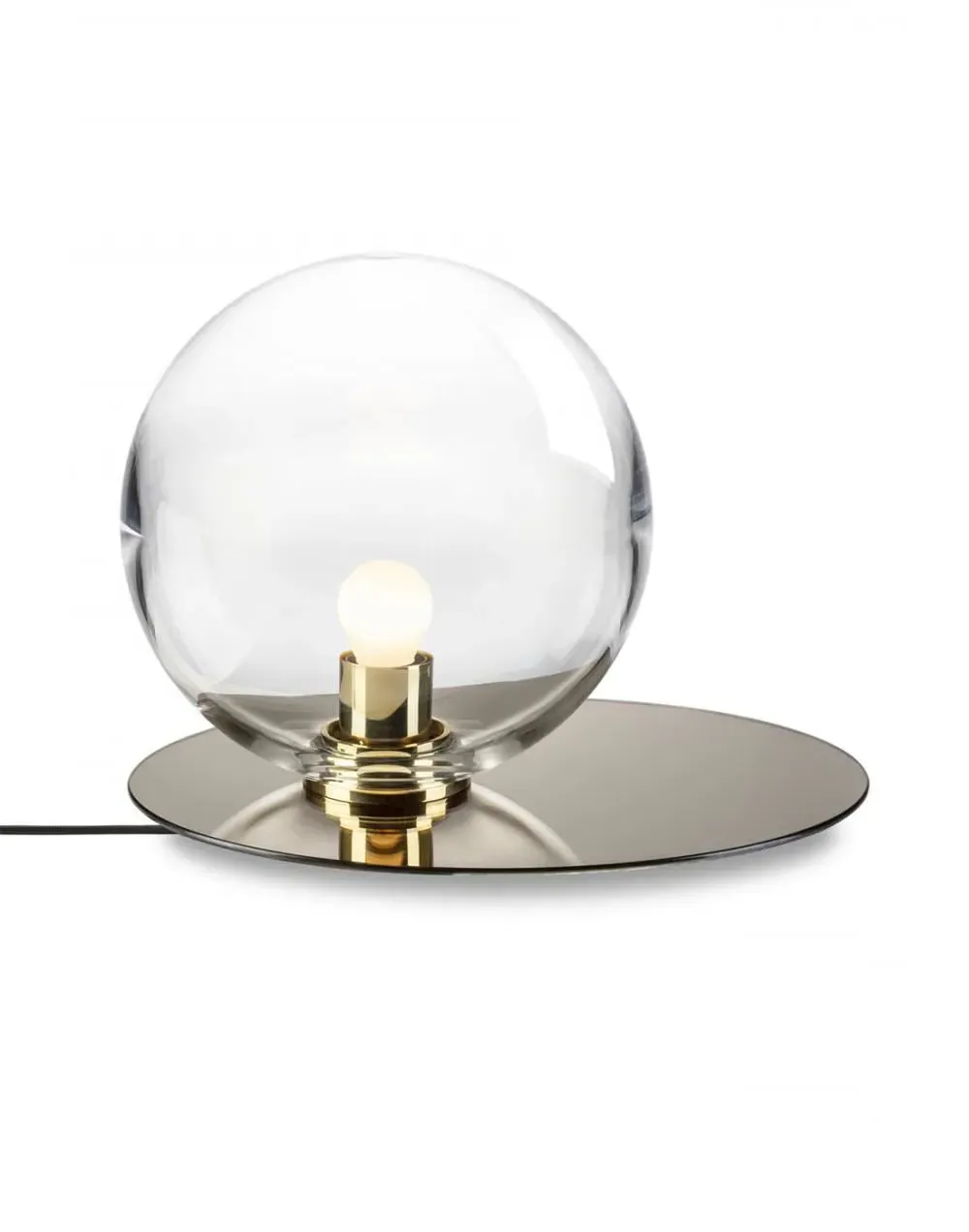 Table Lamp with Metal Plate - Grey, Glass