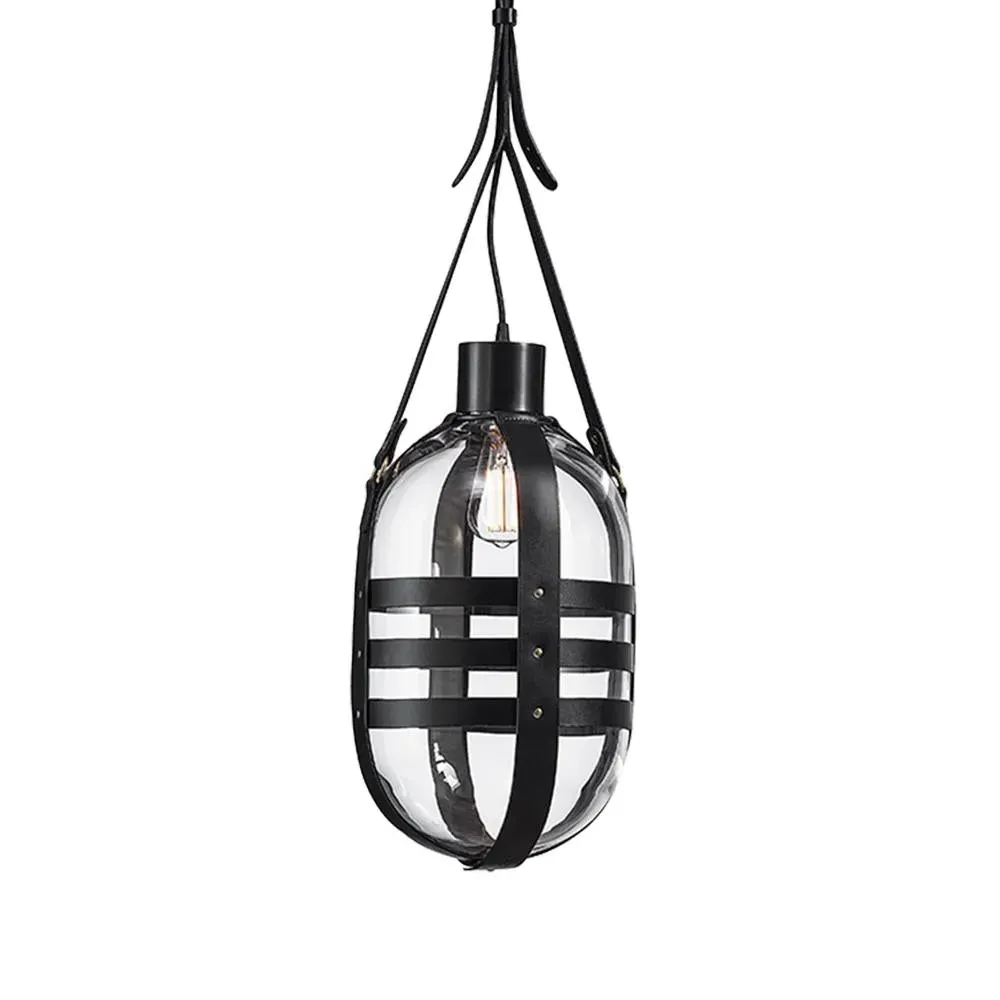 Tied Up Romance Type A Pendant Light - Crystal Glass, Leather