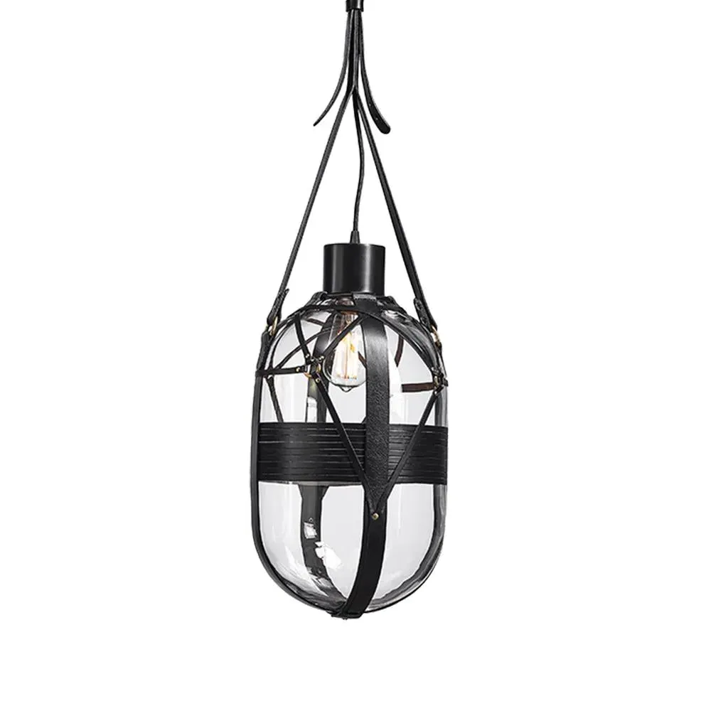 Tied Up Romance Type B Pendant Light - Crystal Glass, Leather