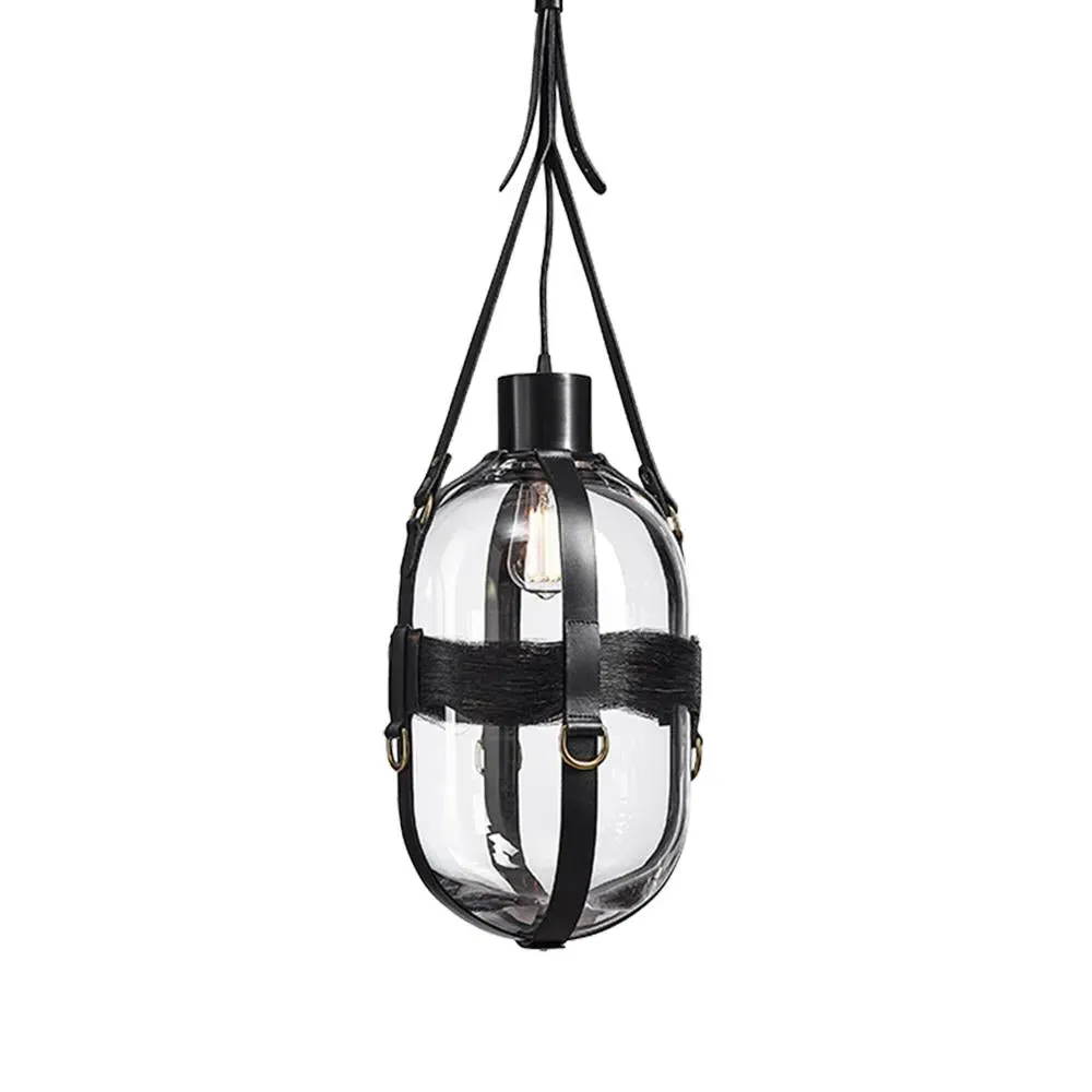 Tied Up Romance Type C Pendant Light - Crystal Glass, Leather