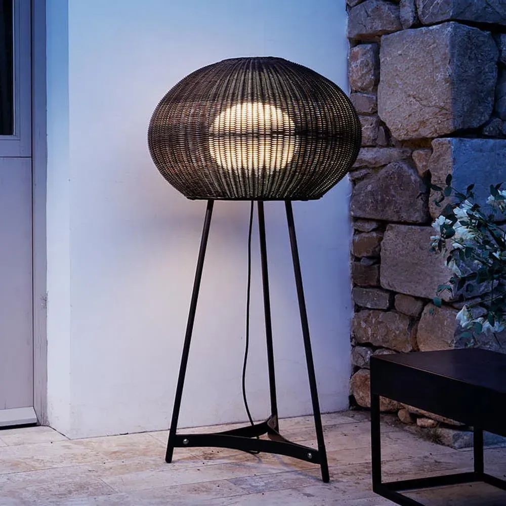 Outdoor Floor Light with Sea Urchin Shade - Brown