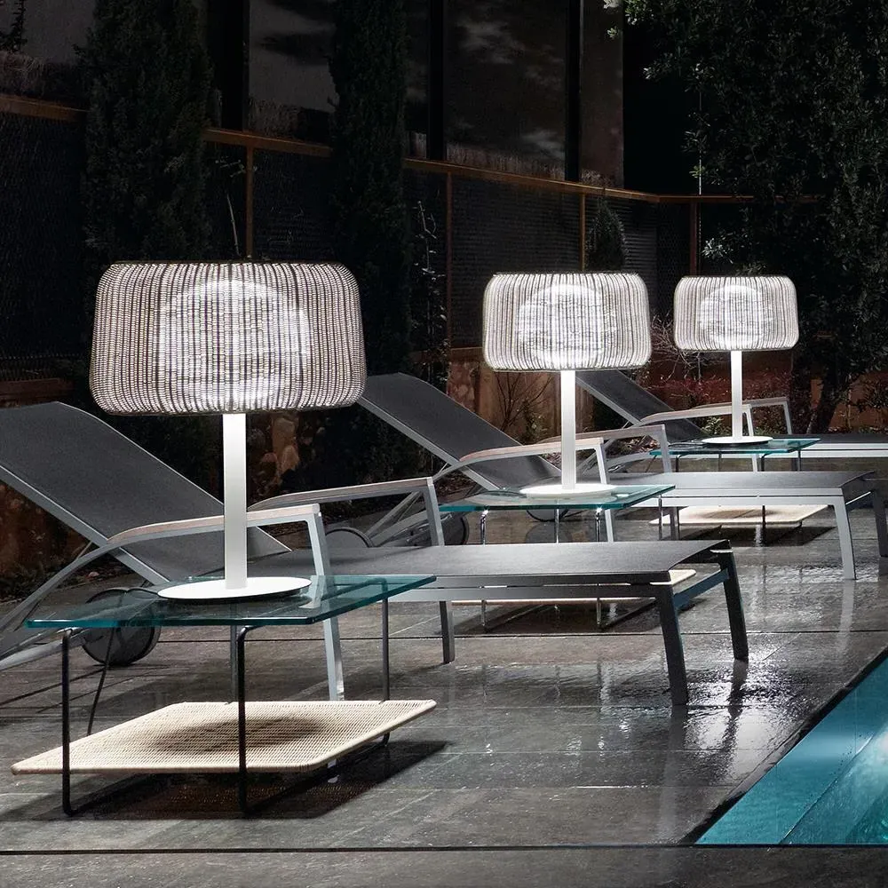 Outdoor Table Lamp with IP66 - Beige, Wicker