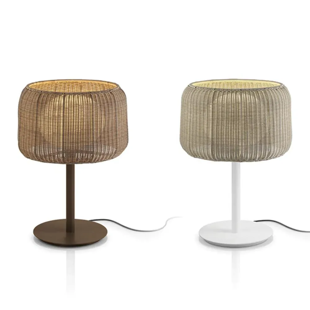 Outdoor Table Lamp with IP66 - Brown, Wicker