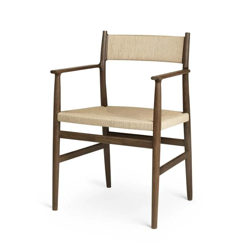 Dining Chair With Armrests - Fumed Oak