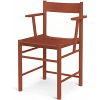 Dining Chair with Armrests - Red, Ash Wood