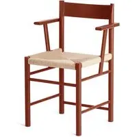 Dining Chair with Armrests - Red, Ash Wood