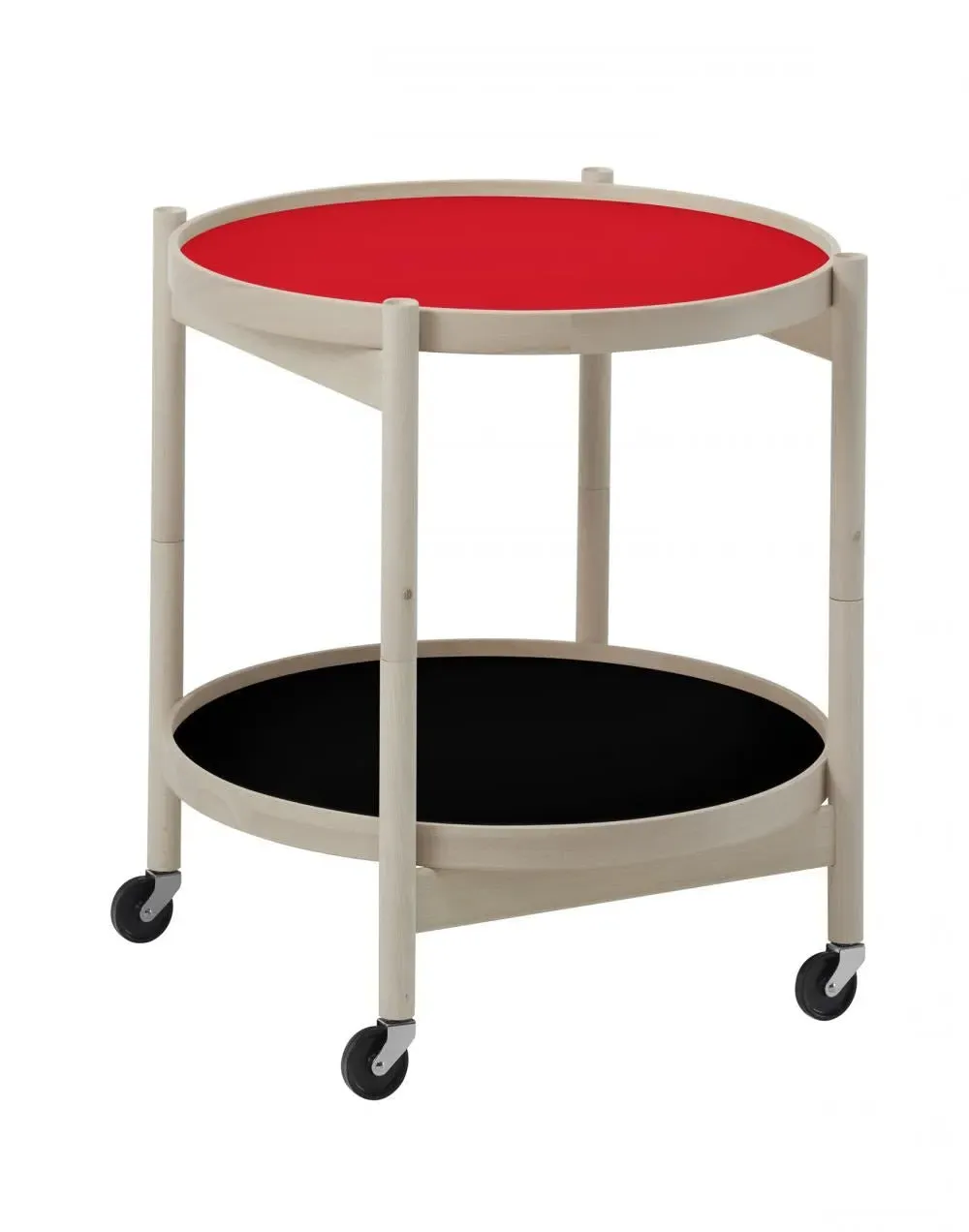 Folding Side Table with Tray - Red, Beech